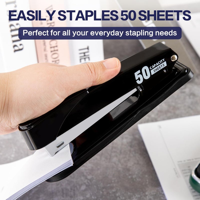 Deli Stapler Heavy Duty, Full Strip Staplers for Desk with 2000 Staples and Staple Remover, 50 Sheet Capacity, No Jam, Non-Slip Office Stapler with Staples for Office, Classroom, Black - Image 3